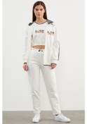 Resim İçi Croplu Üçlü Kapüşonlu Eşofman Takım - Ekru 001 