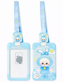 Resim synshop Kawai Mavi Tavşan Anime Yoyo İpli Yaka Kartı Boyun Askılı Kimlik Kartı Kılıfı Öğrenci Okul Kartlık 
