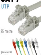 Resim IRENIS Cat7 Ethernet Network Internet Lan Kablosu, Renkli Gri-25 Metre 