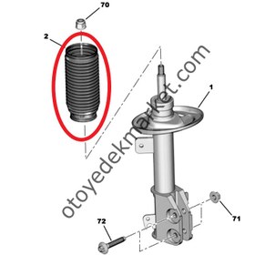 Resim Peugeot 2008 (2020-2024) Ön Amortisör Toz Körük Plastik Muhafazası (Orijinal) 