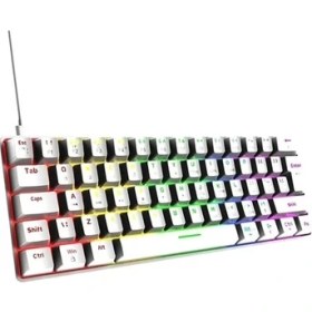 Resim silabor T60 Beyaz Renk Kırmızı Switch Mekanik Driverlı Renkli Işıklı Rgb Klavye Mini Q Gaming Keyboard 