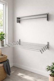 Resim 100cm x 9 gözlü Akordiyon Tipi Çamaşır Kurutma Askısı Orjinal alüminyum 