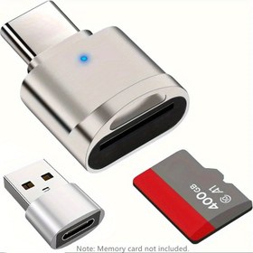 Resim Tip-C TF Okuyucu, Çinko Alaşım Kabuklu, USB-C'den USB Adaptörü, Dizüstü Bilgisayar, MacBook, Samsung Galaxy için Taşınabilir SD Kart Okuyucu, Pil Gerektirmez, Depolama Dahil Değildir 
