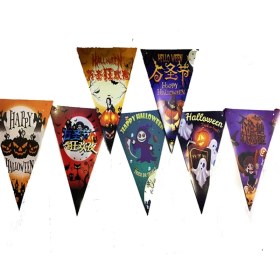 Resim Mena Rise Lüks Baskılı Üçgen Model Halloween Banner Süs Bayrak 8 Li - Lisinya 
