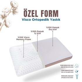 Resim Pamuk Kılıflı Medium Visco Ortopedik Yastık, Kahverengi, 60x40x13 