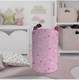 Resim Mekta Home Bebek Ve Çocuk Odası İki Renkli Yıldızlı Pembe Oyuncak Sepeti Pembe 