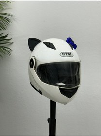 Resim Motor & Motosiklet Koyu Mavi Fiyonklu Siyah Kedi Kulak Kask Dış Aksesuarı Diğer 
