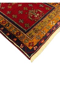 Resim El Dokuma Küçük Yahyalı Halısı Seccade 87x110 Kırmızı %100 Yün Kök Boya Seccade Kırmızı 