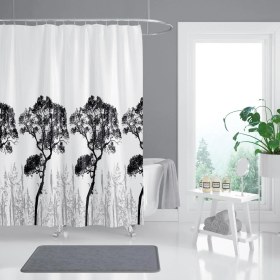 Resim Zethome Banyo Perdesi 1x240x200 Tek Kanat Duş Perdesi Halka Hediyeli Duşakabin Perdesi 3391 