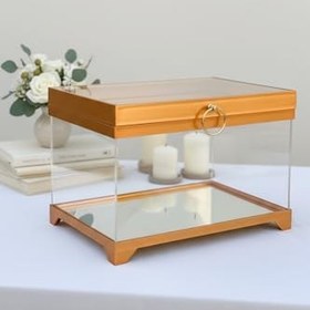 Resim BYC Home Altın/Gümüş Çerçeveli Pleksi Çeyiz Sandığı – Bohça, Söz, Nişan, Düğün İçin Kutlama Sandığı, 24×34×24 