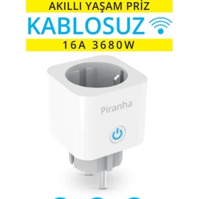 Resim Piranha 2.4GHz Kablosuz Akıllı Wi-Fi Priz Akım Korumalı Özellikli Modern Tasarım 