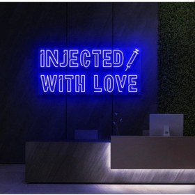 Resim Twins Led Injected With Love Yazılı Ve Şekilli Neon Tabela Mavi Model:model:37883366 