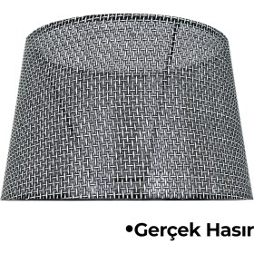 Resim PremiumPort Şık Siyah Hasır Lambader Şapkası, Evinize Modern Dokunuş 