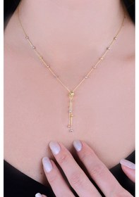 Resim Papatya Silver 925 Ayar Gümüş Üç Renk Dorika Toplu Kolye Bileklik Set 