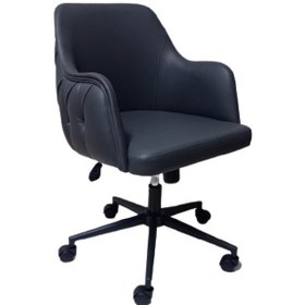 Resim Büro Sandalyesi Siyah Metal Ayaklı Antrasit Renkli Suni Deri 