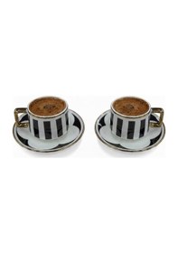 Resim Porselen Kahve Takımı 2 Kişilik Özel Tasarım 90 Ml Beyaz 