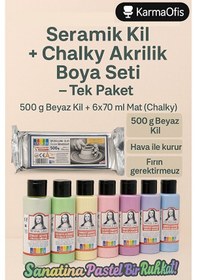 Resim Seramik Kil 500 G + Chalky Akrilik Boya 6 70 Ml Mat Dekoratif B 
