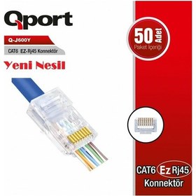 Resim Qport Q - J600Y Yeni Nesil Cat6 50 Adet Rj - 45 Konnektör 
