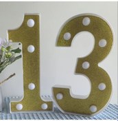 Resim Elmpaly Altın Sku 13 21 5 Cm Yüksekliğinde Kalın Altın Renkli Led Işıklı Sayı Kombinasyonu Pil İle Çalışan Gece Partileri İçin Dekorasyon 