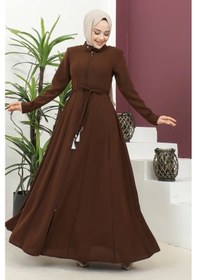 Resim Burgu Kemerli Dokuma Kumaş Mevsimlik Mevlana Ferace - Taba / F0131 Taba 
