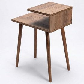 Resim Libra 62x45x30cm Kitaplıklı Yan Sehpa 2 Katlı Koltuk Yanı Organizer Çam Ahşap Çok Amaçlı Sehpa 