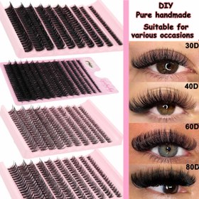Resim Lüks Karmaşık Küme Sahte Kirpik Uzantıları - 0.05mm Kalın Rus DD Kıvrım, Yeniden Kullanılabilir, Kalın ve Doğal Stil Kirpikler Başlangıç, Parti ve Günlük Giyim, Düğüm-Siz, Çeşitli Paket 30D/40D/60D/80D Seçenekleri 