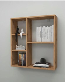 Resim Reyo Enda Home Myra 5 Gözlü Çok Amaçlı Modern Duvar Rafı Atlantik Çam Atlantik Çam 