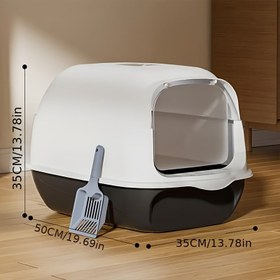 Resim Geliştirilmiş Sızdırmaz Kedi Kumu Kabini, Kapalı Çözüm + Entegre Depolama Mağarası, İki Katmanlı Kenar Tasmasıyla | Üçlü Mühürleme ve Güç Şikayet Kontrolü ile Dayanık PP Malzeme - Deodorant Paketi & Tahta Dahil, 5 Adımda Temizlik Ýöntemi, 3'ten 5 Kişi İlə Evcil Hayvan Hijyeni için Modern Aksesuar 
