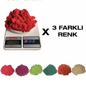 Resim Kurumayan Kinetik Kum 3 Renk 1 Kg 350gr 3 Adet Kinetik Oyun Hamuru 