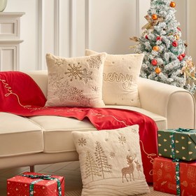 Resim Noel Yastık Kılıfı, Tatil Dekorasyonu İçin Uygun Ev Oturma Odası Kanepe Örtüsü, İçi Dahil Değildir 