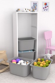Resim Pratico Cara 4 Derin Sepetli Çok Amaçlı Oyuncak Dolabı Mutfak Kiler Dolabı Gri 