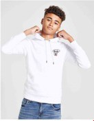Resim Papyonlu Köpek Göğüs Baskılı Unisex Çocuk Kapüşonlu Beyaz Sweats 