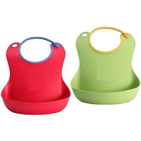Resim Plastik Bebek Mama Önlüğü Mama Dökülmesi Önleyici Hazneli Çok Renkli 