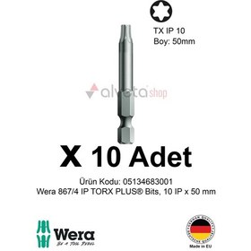 Resim Alveta Wera 867/4 Ip Torx Plus 10ıp X 50mm Tornavida Ucu 10 Adet Vidalama Bits Seti Uzun Seri 