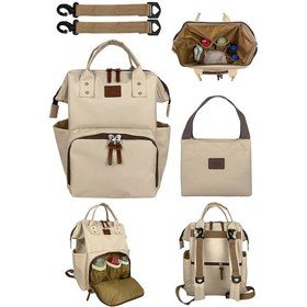 Resim Star Anne Bebek Bakım Sırt Çantası + Termos Çanta-Bej 