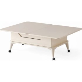 Resim Zerenland 1299 Tekerlekli Çift Çekmeceli Akıllı Sehpa, Sihirli Sehpa, Orta Sehpa, Laptop Masası 