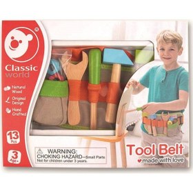 Resim Classic World Ahşap Tamir Seti Bel Çantası 