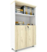 Resim Modüler Dünyası Kapaklı Kitaplık Dosya Dolabı - 80X38X153 (307768062) Beyaz - Meşe 
