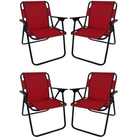 Resim Bofigo 4 Adet Kamp Sandalyesi Katlanır Sandalye Piknik Sandalyesi Plaj Sandalyesi Kırmızı 