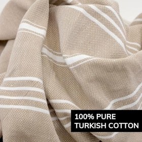 Resim WASHUP%100 Pamuk EXTRA LARGE (90 x 180 cm) Peştemal Plaj Havlusu, OEKO-TEX Sertifikalı, Süper Yumuşak Deniz Havlusu, Hafif, Kum Tutmaz, Yıkanmış, Hızlı Kurur(Açık Kahve) 