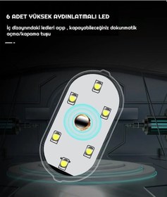 Resim Hubstein Dokunmatik Sensörlü Mini 6 Led Lamba Usb Şarj Edilebilir 