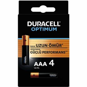 Resim DURACELL OPTIMUM MX2400 1.5 VOLT ALKALİN AAA İNCE KALEM PİL (4LÜ PAKET) 