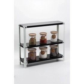 Resim Metal Ahşap 3 Katlı Mutfak Rafı Tezgah Üstü Düzenleyici Siyah Beyaz 