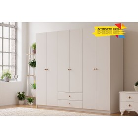 Resim Rabi Ecem 6 Kapaklı 2 Çekmeceli Gardırop 