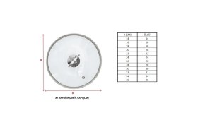 Resim Metal Tepelikli Cam Tencere & Tava Kapağı – 14-40 cm Seçenekli – Isıya Dayanıklı Şeffaf Cam Kapak 