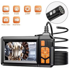 Resim 30 Mt Ekranlı 2 Kameralı Endoskop Yılan Kamera Hafıza Girişli Sert Kablo Işıklı 8 Mm 