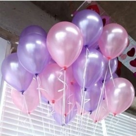 Resim 60 Adet Metalik Mor-pembe Balon Parlak Helyum Uyumlu 