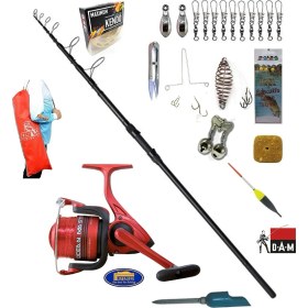 Resim Dam XT1 Tele 360cm 3.00lbs Lineaeffe Ocean Master 50 Profesyonel Sazan Kıyı Olta Takımı Seti 