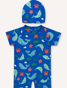Resim My Kids Wear Boneli ,Pervaz Fermuarlı ,Güneş Korumalı Erkek Çocuk Tulum Mayo 