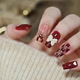 Resim 24 adet Kırmızı Checkered Bow ve Kalp Tırnak Sanatı Seti - Parlayan, Tatlı ve Serin Tarz, Tekrar Kullanılabilir ve Çıkarılabilir, Kadınlar ve Öğrenciler için Mükemmel, Festiv Tırnak Dekoru|Festiv Tırnak Tasarımı|Dayanıklı Tırnak Uçları, Tırnak Sanatı Dekoru 